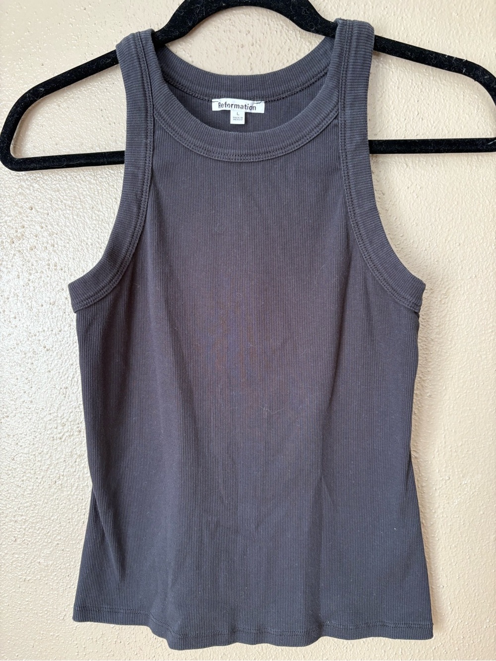 Reformation Charcoal Ribbed Tank Top